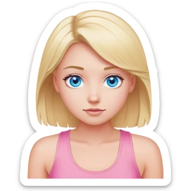 Blonde girl with blue eyes wearing pink tank top sticker