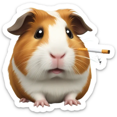 Guinea pig smoking a cigarette sticker