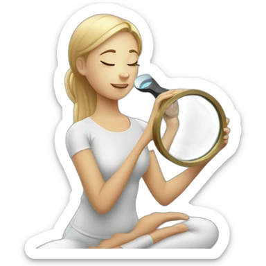 yoga girl with magnifying glass sticker