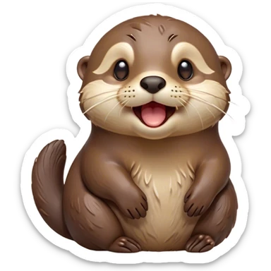 Cinematic Cute Yawning Otter Portrait Emoji, Head tilted slightly with a dramatic, wide-open yawn, showcasing a soft, sleek brown Fur with slightly drooping ears, round eyes barely open in drowsy contentment, Simplified yet irresistibly adorable features, highly detailed, glowing with a soft, cozy glow, high shine, relaxed yet expressive, stylized with a touch of aquatic whimsy, bright and endearing, soft glowing outline, capturing the essence of a sleepy yet affectionate otter, so drowsy it feels like it could glide right out of the screen and curl up for a nap! sticker