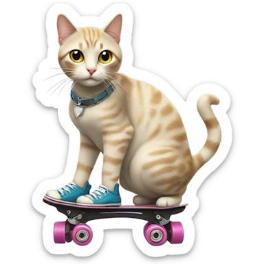 Cat wearing roller skates  sticker