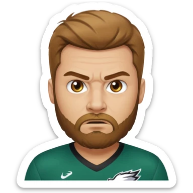 Angry eagles fan male with short light brown hair and beard, light skin sticker