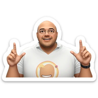 smiling bald man in shirt sticker