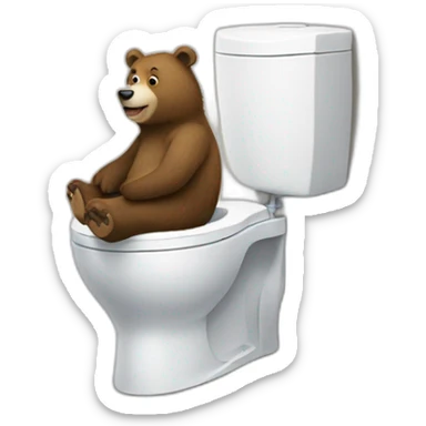 Un ours sur des toilettes sticker