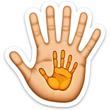 handprint with a glowing sign in the center sticker