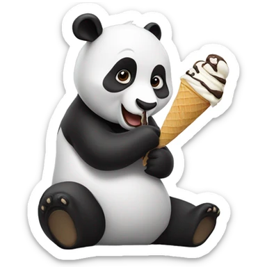Panda eating ice cream sticker