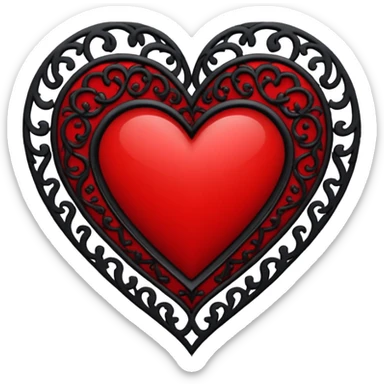 goth heart with red lace and black filigree sticker