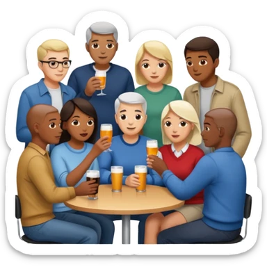 Hundreds of young people, adults and seniors in casual clothing densely packed as a crowd at an afterwork meeting sticker