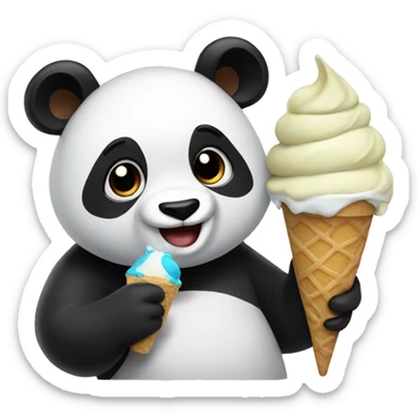 Panda eating ice cream sticker