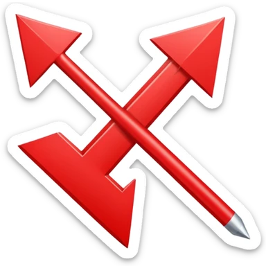 A simple, bold red downward arrow with clean edges, solid fill, and a modern emoji-like style. The arrow points straight down, with a thick shaft and a wide triangular tip. sticker