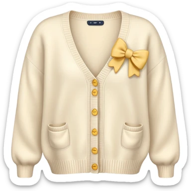 Cream cardigan with bows on it sticker