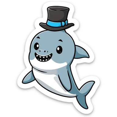 shark wearing a top hat sticker