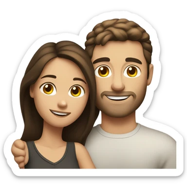 caucasians brunette couple hugging sticker