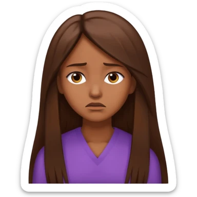 create a woman with brown long sthaight hair who is thinking that she is a bad person sticker