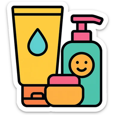 skincare products, modern, outlined sticker