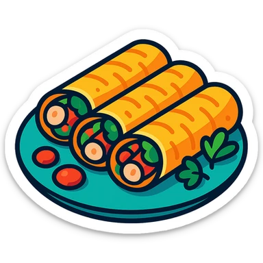 chicken rolls, cute cartoon style, no text sticker