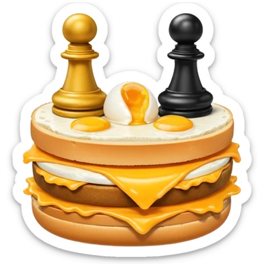 Chess pieces boxing on an egg sandwich sticker