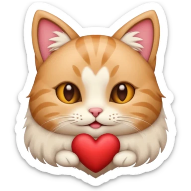A stylized Christmas emoji of a cute cat and a heart, minimalist design, soft warm colors, cozy winter mood, simple background, sweet and romantic.
 sticker