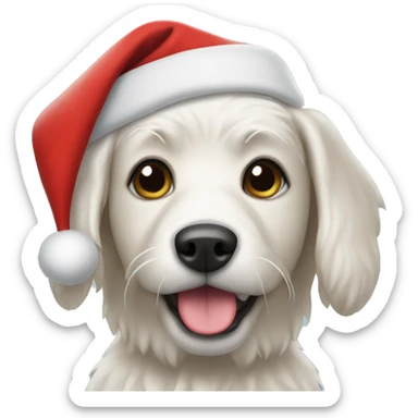 christmas dog with a oversized santa hat sticker