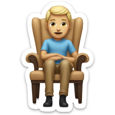 Memoji sitting in chair with face plant sticker