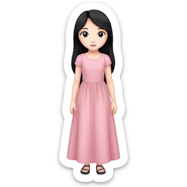 Long black hair girl with soft pink dress stand  sticker