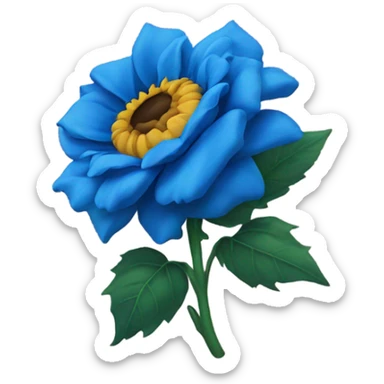 Blue rose and blue sunflower together sticker