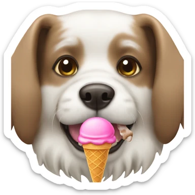 dog white a icecream sticker