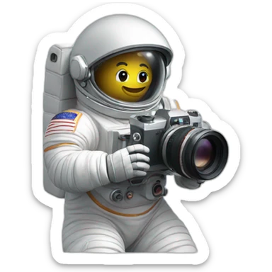 astronaut taking a video with an old camera sticker