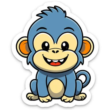 Monkey with a lot of hair and big scary smile sticker