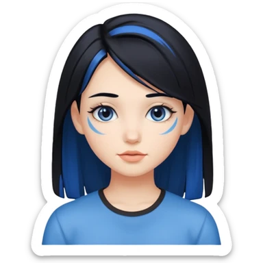 black haired with blues highlights girl portrait  sticker