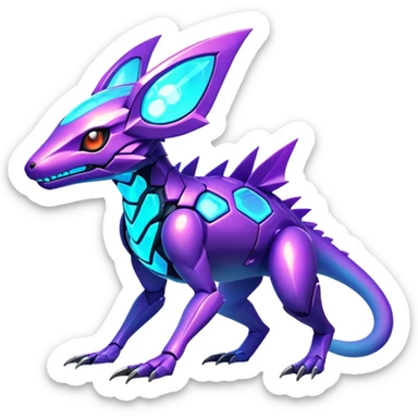  exotic tropical iridescent cyber-Protogen-Fakémon-Pokémon-Vernid-creature sticker