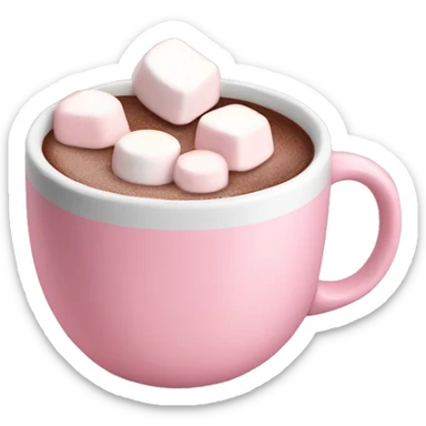 Hot chocolate with marshmallows in baby pink mug sticker