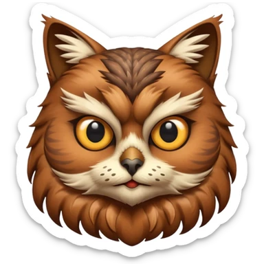 Brown cat head owl body sticker