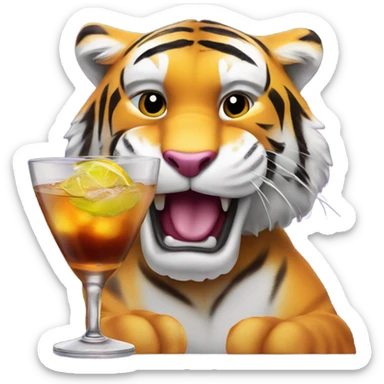 LSU Mike the Tiger with whiskey cocktail  sticker