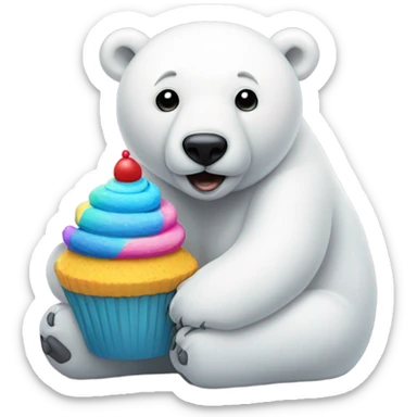 Polar bear with a cupcake sticker