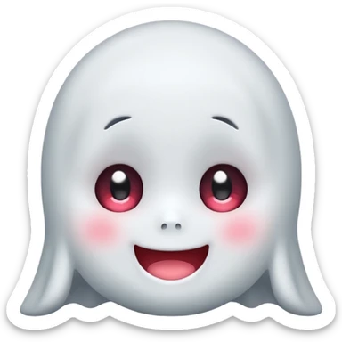 little cute ghost is smiling with blushed face, only face cute anime eyes sticker