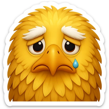 Make the yellow eagle look sad in the style of emoji. Remove the background. sticker