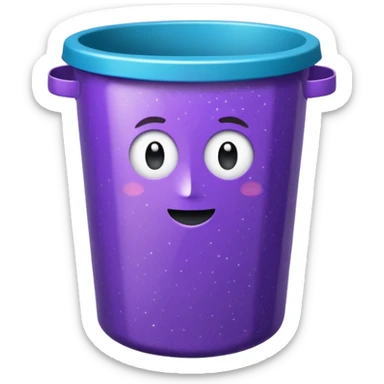 Glitter Purple and Cian  metal rubbish bin office sticker