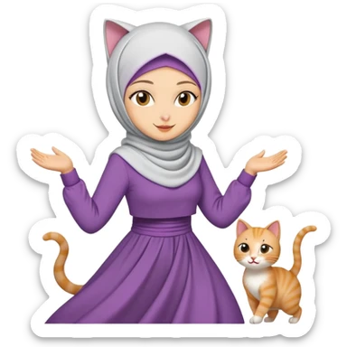 Une femme voilé avec un chat qui danse  sticker