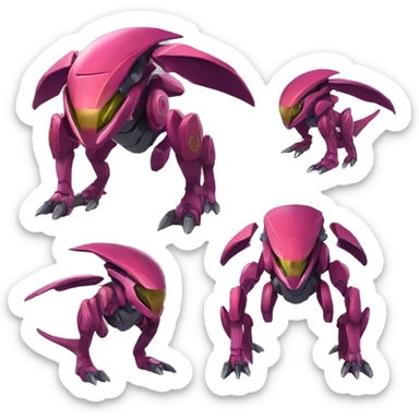 a Genesect-Raptor-Fakémon—hybrid with a futuristic visor-helmet full body sticker