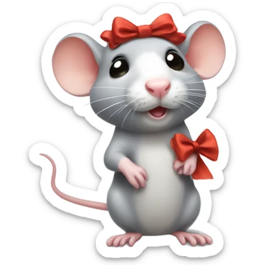 cute rat with a bow sticker