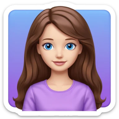 beautiful barbie girl with long brown hair, blue eyes and wearing light purple clothes watching stranger things on tv sticker