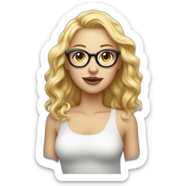 Blonde avec une natte et des grosses lunettes sticker