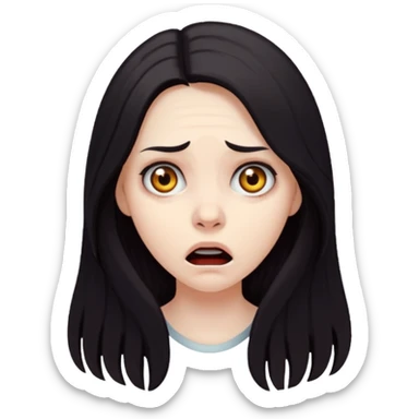 A realistic woman in horror, waist-length portrait sticker