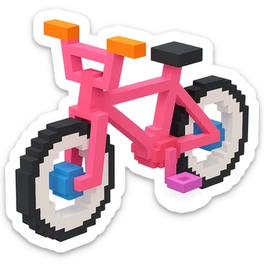 розовый велосипед BMX c белыми колесами, no background sticker