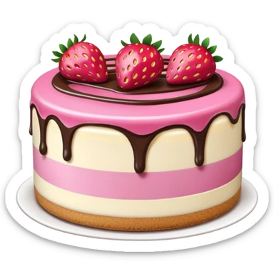 Pink Strawberry Cheesecake With Chocolate Syrup  sticker