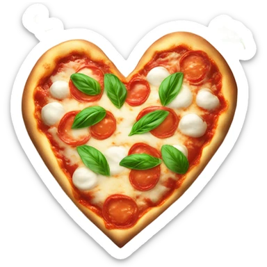 A heart-shaped margherita pizza sticker
