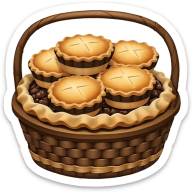 Dark Brown wicker basket with pies sticker