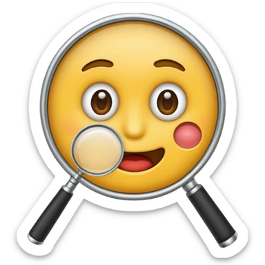 flat mouth emoji with magnifying glass and black background sticker