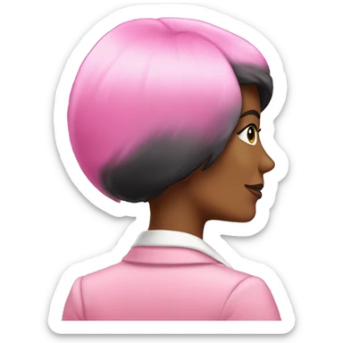 Rear view ofBlack female Historian with pink blazer and short black hair sticker